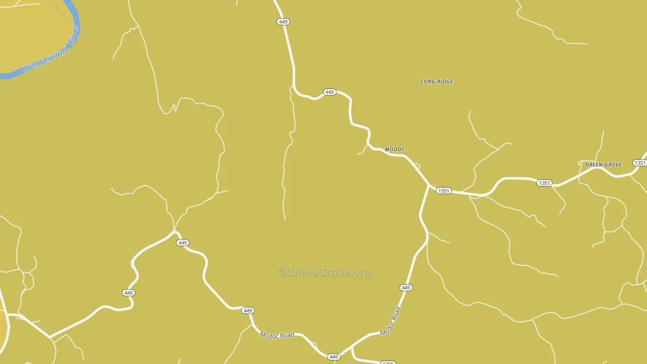 Modoc, KY Map of Vehicle Theft Rates