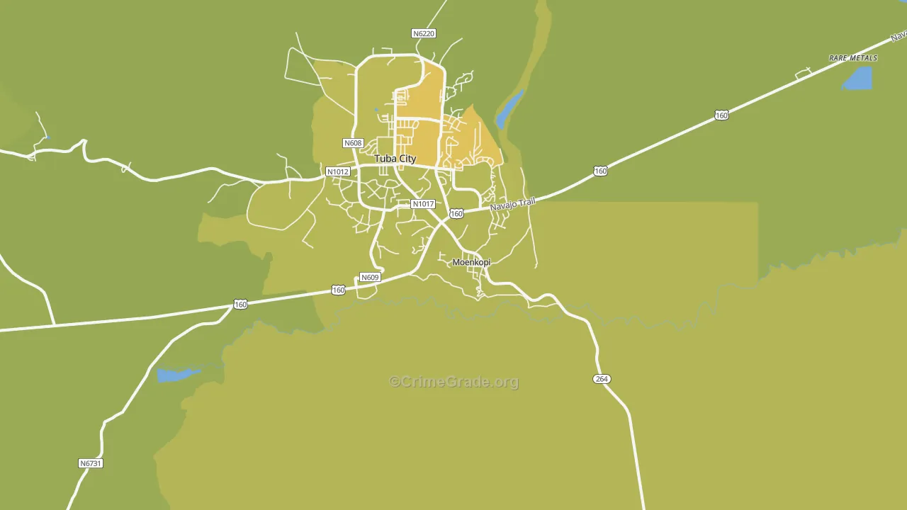 Moenkopi, AZ Map of Vehicle Theft Rates