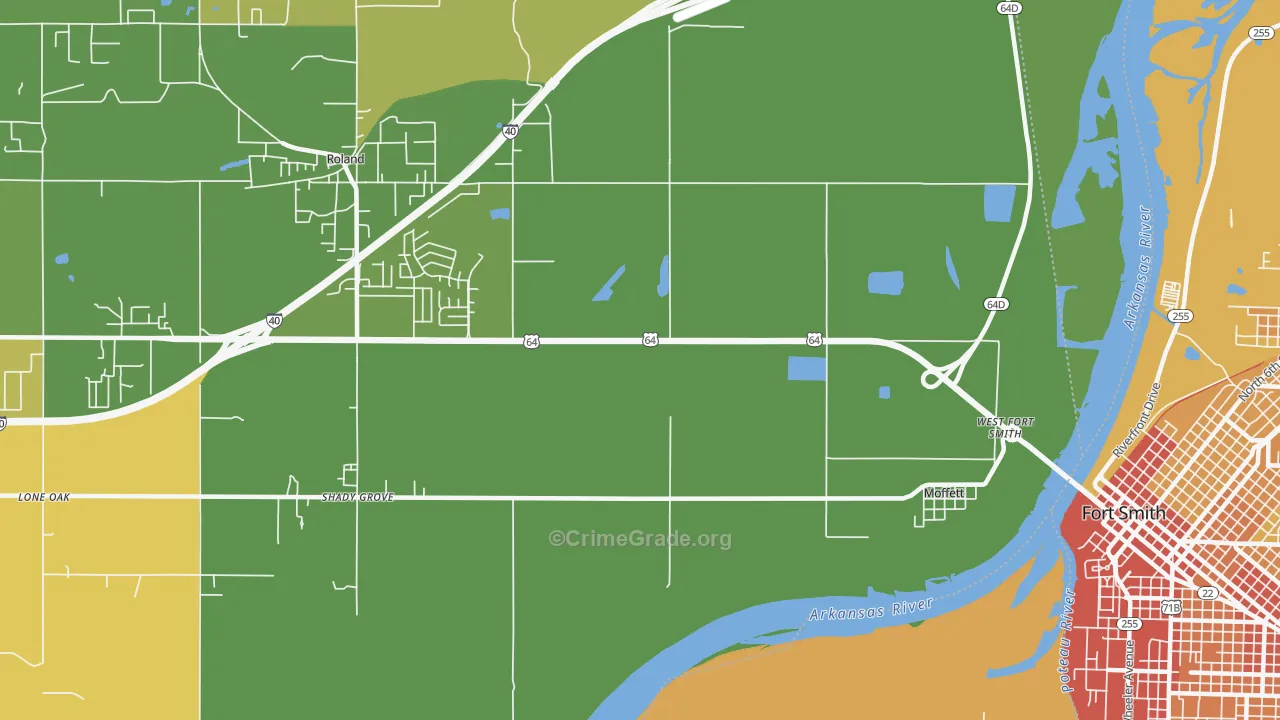 Moffett, OK Map of Vehicle Theft Rates