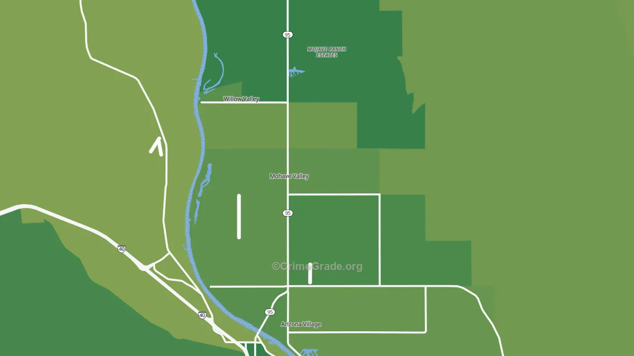 Mohave Valley, AZ Map of Vehicle Theft Rates