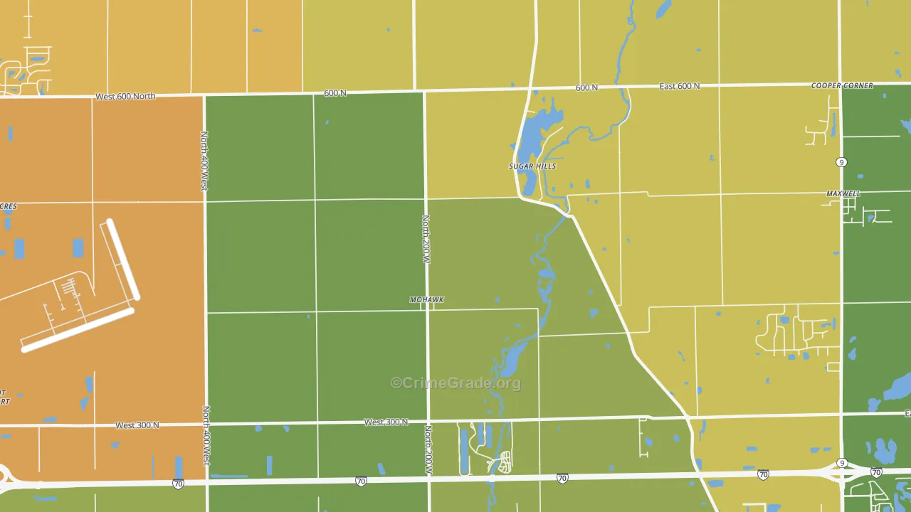 Mohawk, IN Map of Vehicle Theft Rates