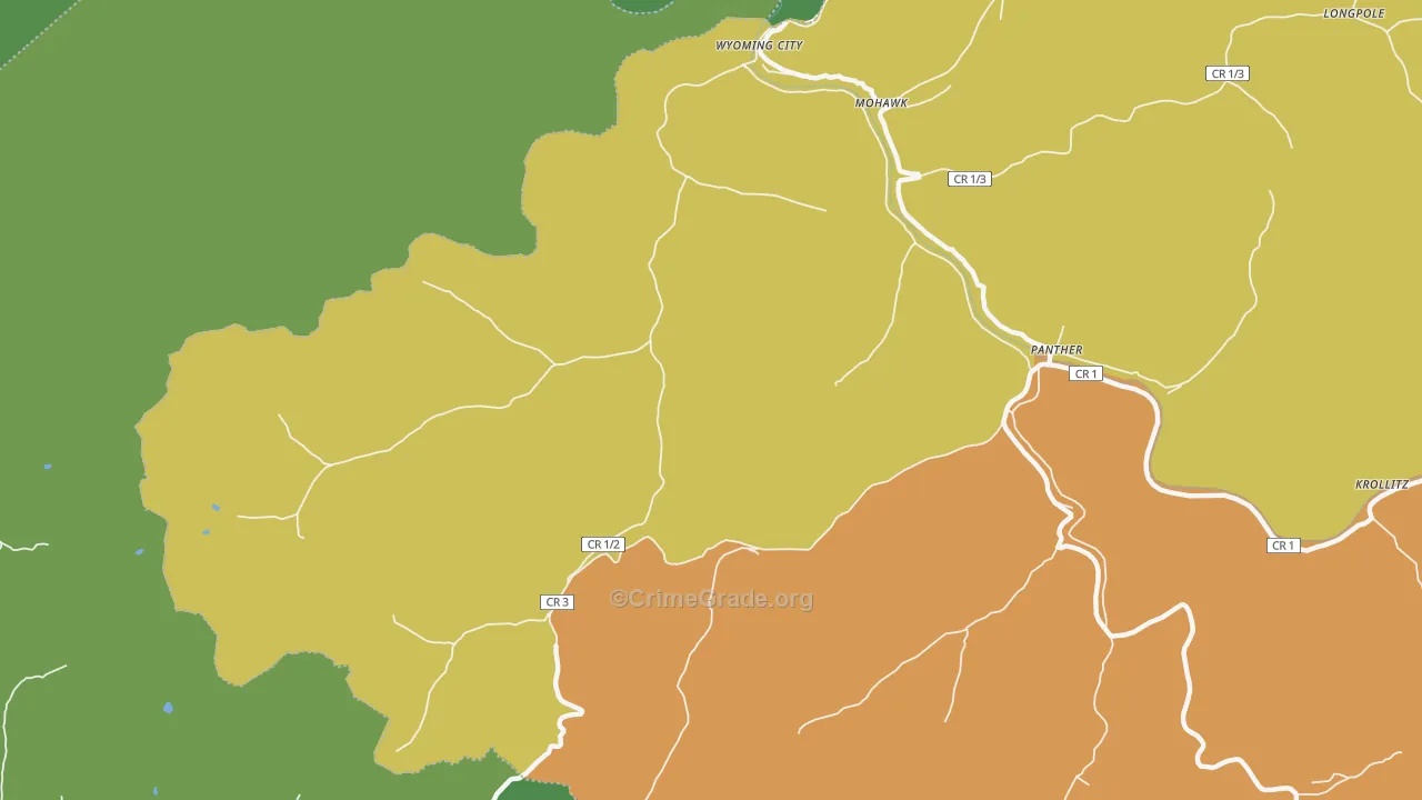 Mohawk, WV Map of Vehicle Theft Rates