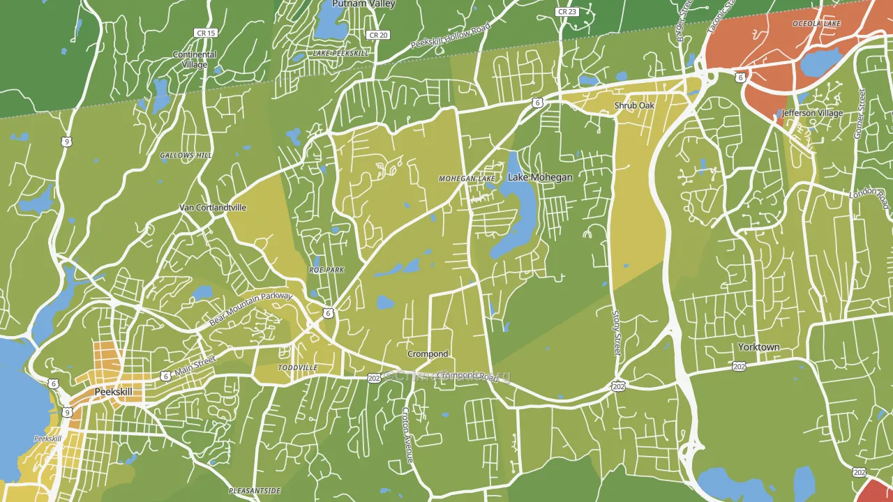 Mohegan Lake, NY Map of Vehicle Theft Rates
