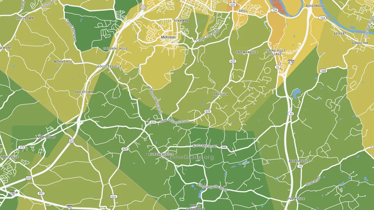 Mohnton, PA Map of Vehicle Theft Rates