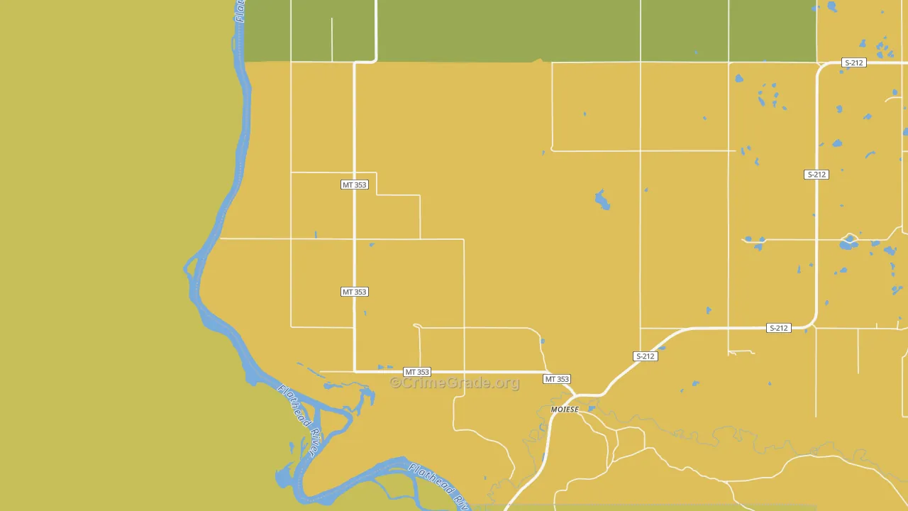 Moiese, MT Map of Vehicle Theft Rates