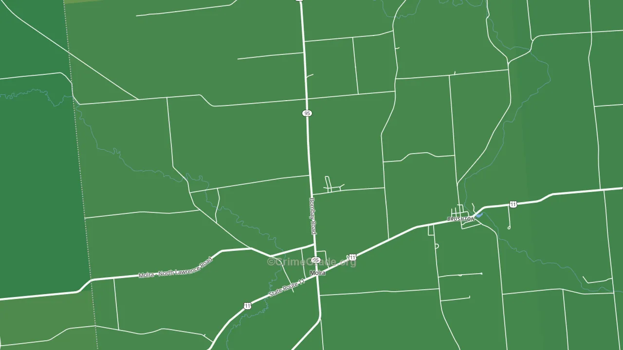 Moira, NY Map of Vehicle Theft Rates