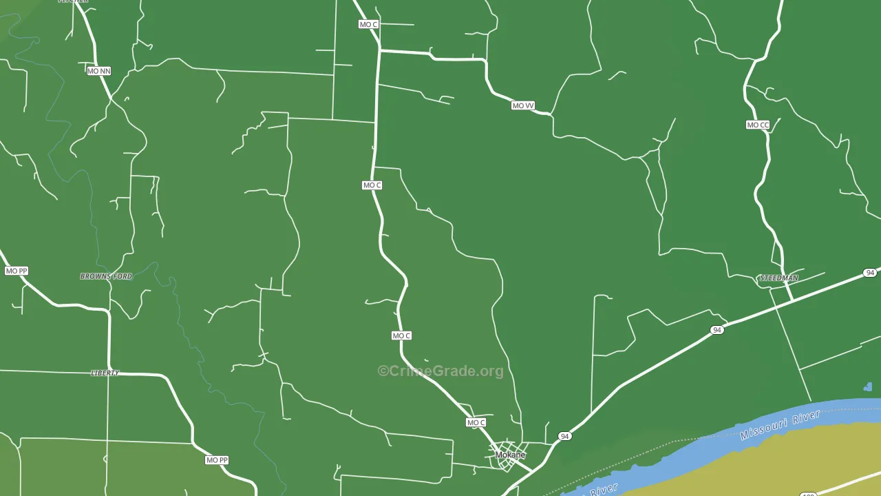 Mokane, MO Map of Vehicle Theft Rates
