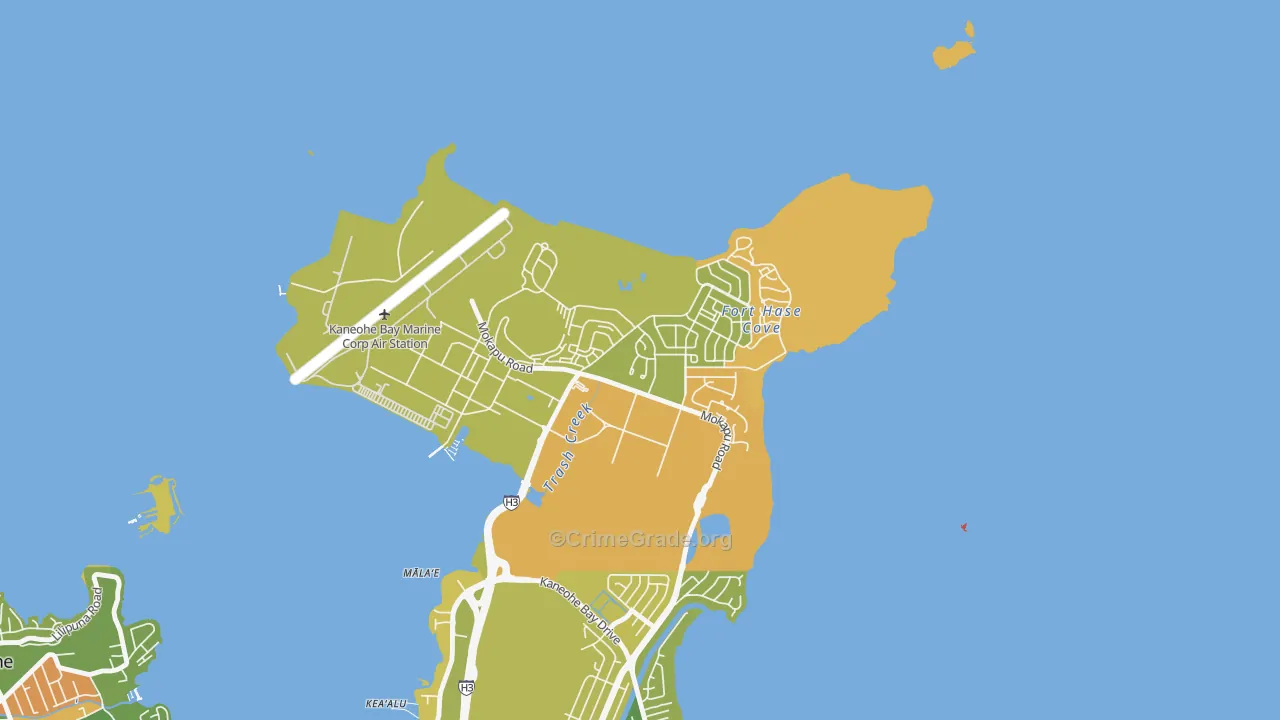 Mokapu, Kaneohe Station, HI Map of Vehicle Theft Rates