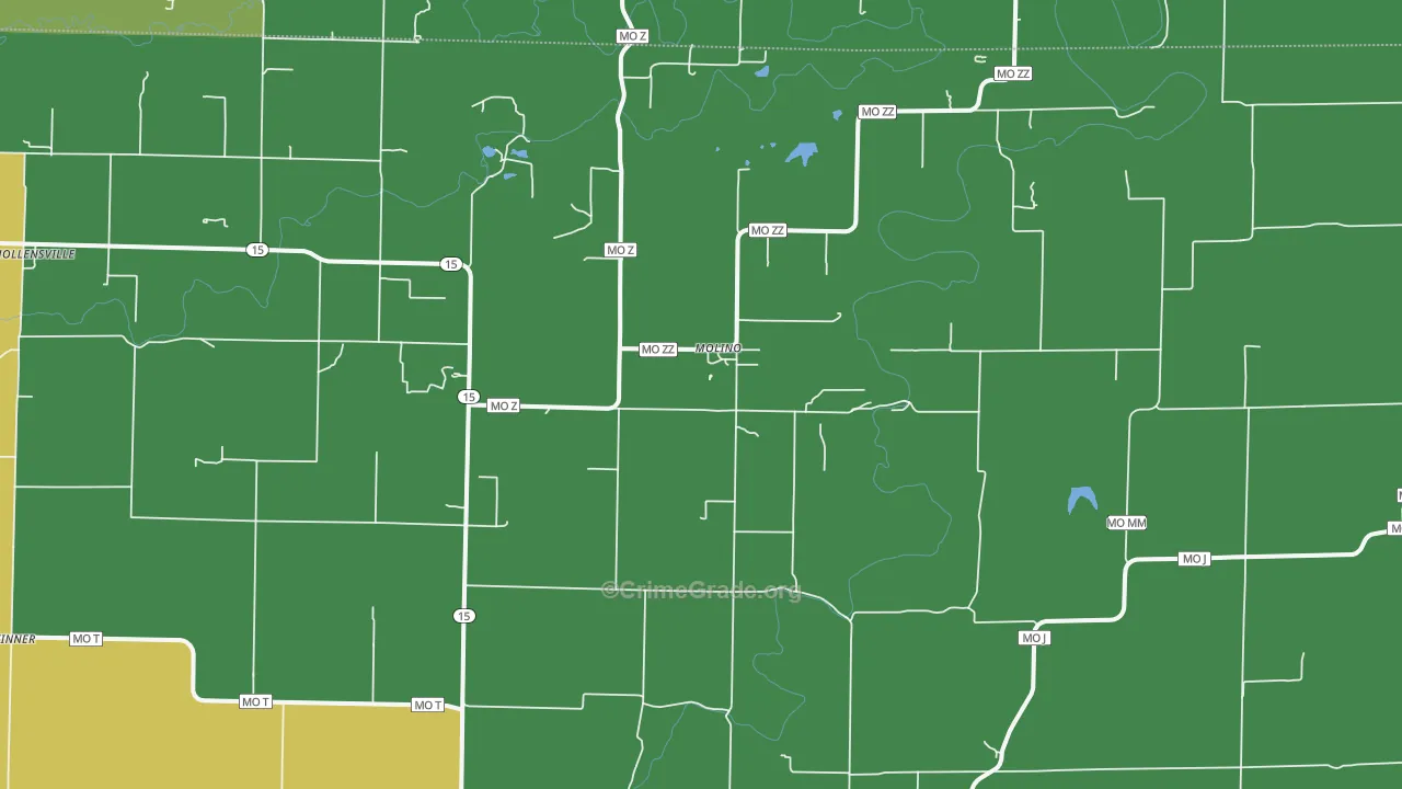 Molino, MO Map of Vehicle Theft Rates