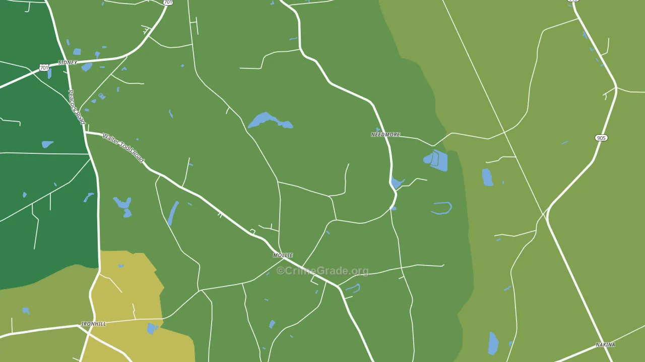 Mollie, NC Map of Vehicle Theft Rates