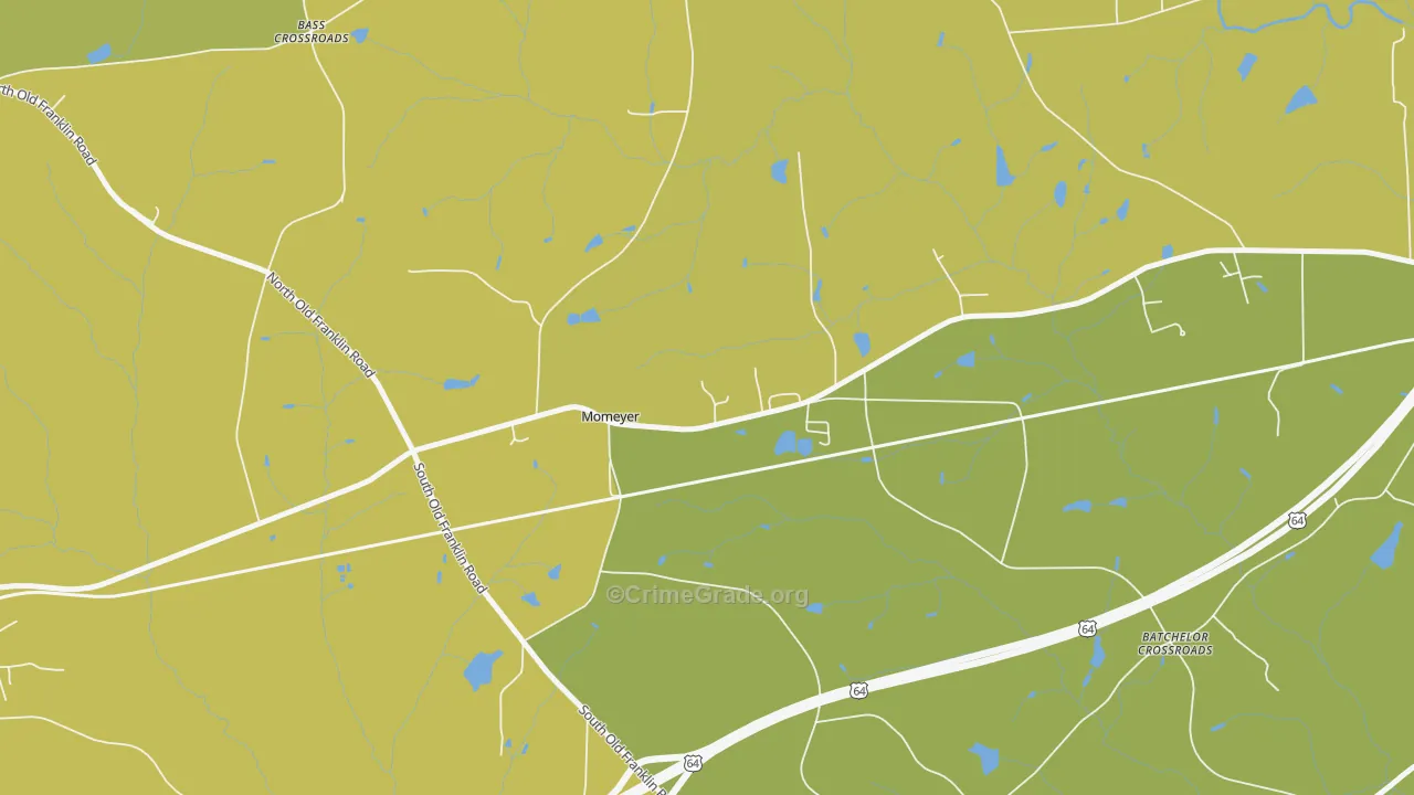 Momeyer, NC Map of Vehicle Theft Rates
