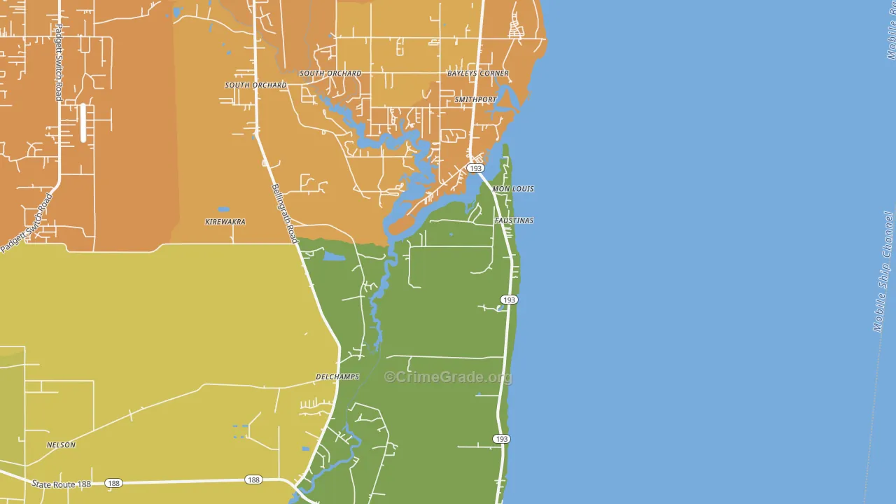 Mon Louis, AL Map of Vehicle Theft Rates