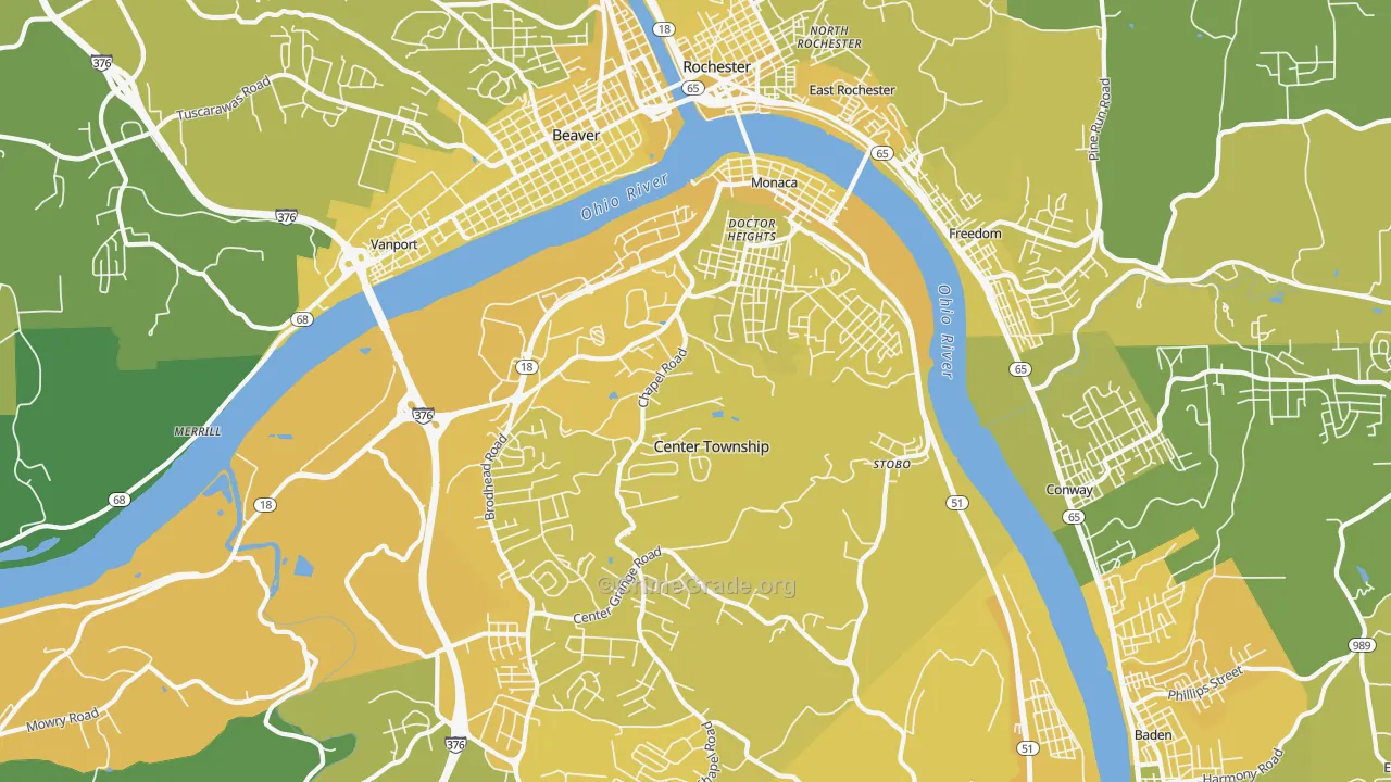 Monaca, PA Map of Vehicle Theft Rates