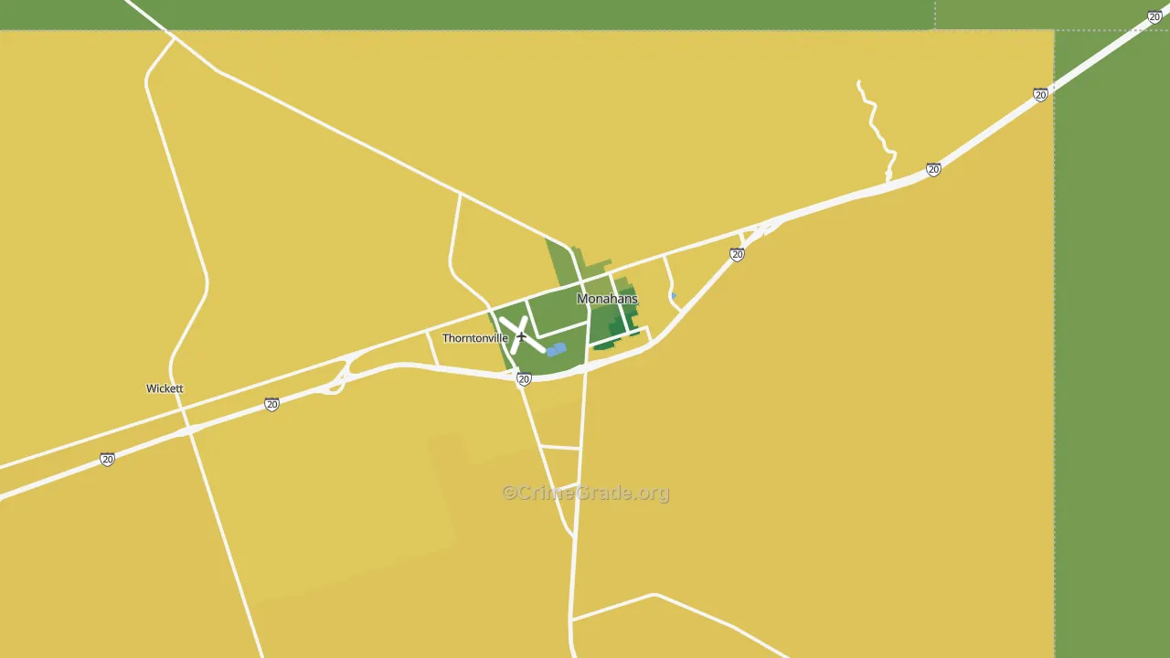 Monahans, TX Map of Vehicle Theft Rates