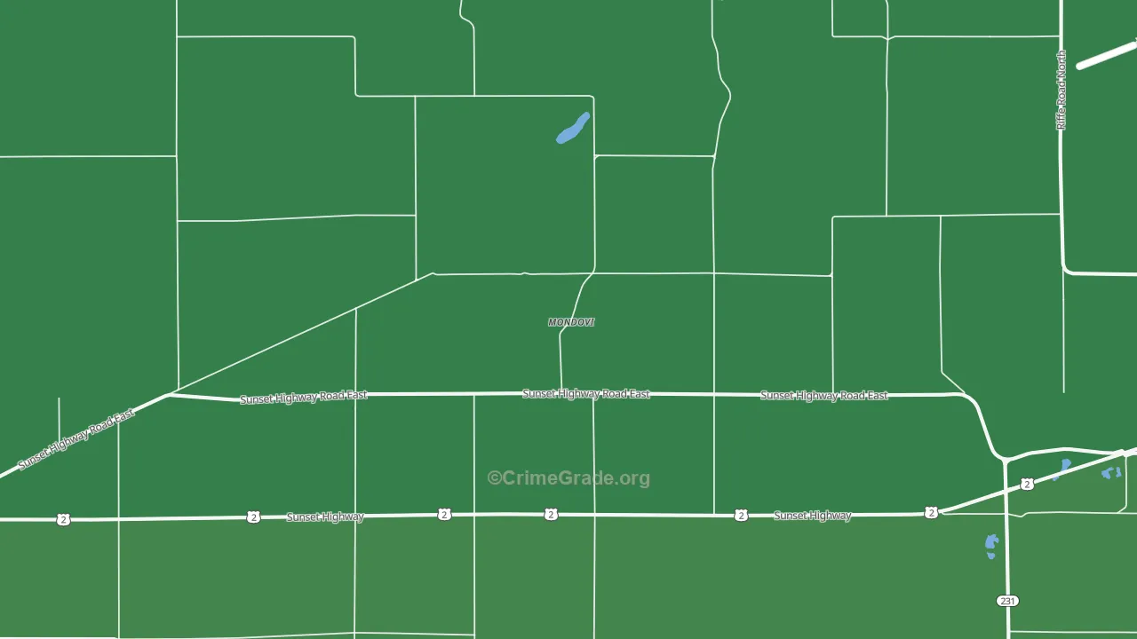 Mondovi, WA Map of Vehicle Theft Rates