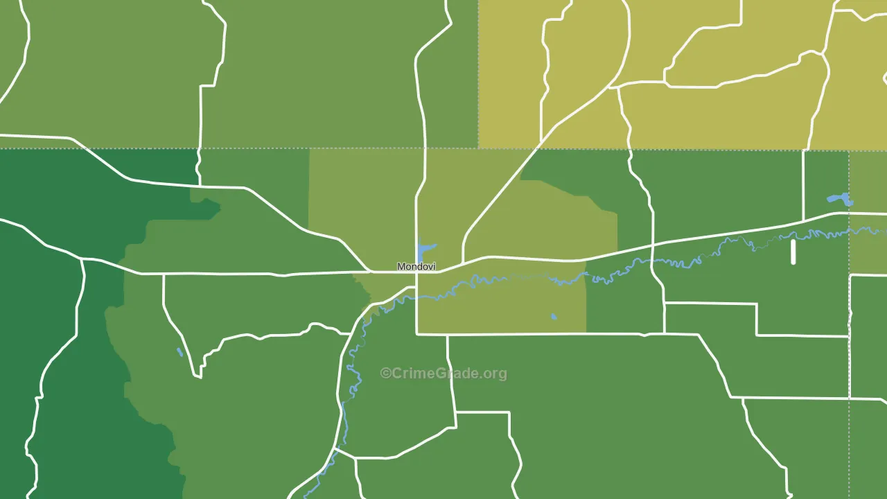 Mondovi, WI Map of Vehicle Theft Rates