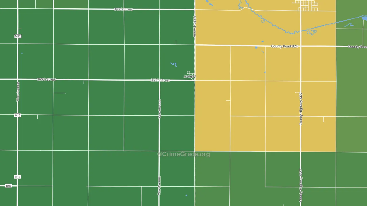 Moneta, IA Map of Vehicle Theft Rates