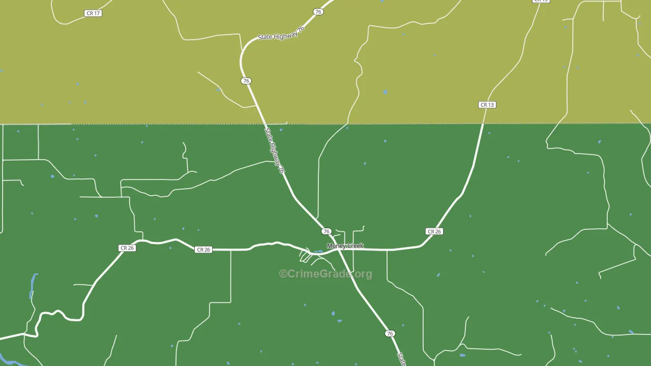 Money Creek, MN Map of Vehicle Theft Rates