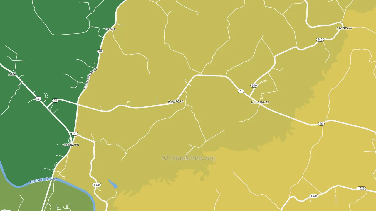 Monford, KY Map of Vehicle Theft Rates