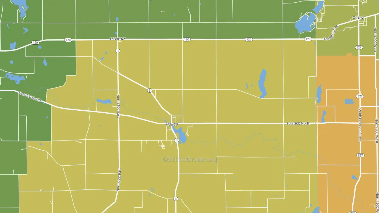 Mongo, IN Map of Vehicle Theft Rates