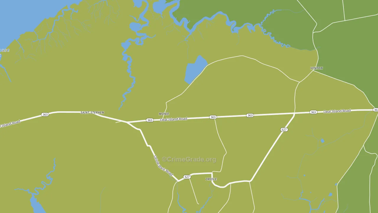 Monie, MD Map of Vehicle Theft Rates