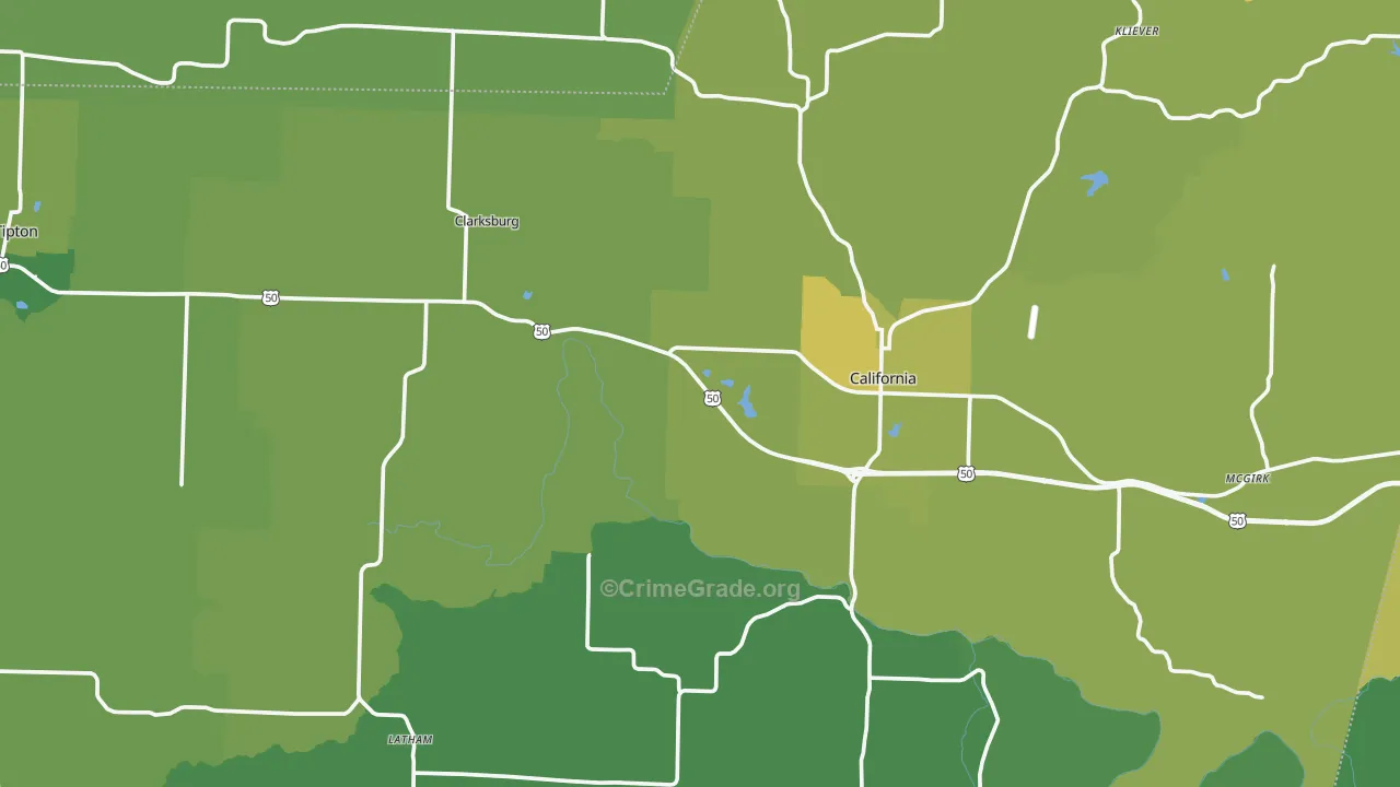 Moniteau County, MO Map of Vehicle Theft Rates