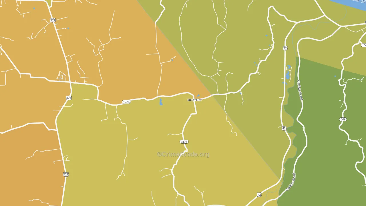 Monitor, KY Map of Vehicle Theft Rates