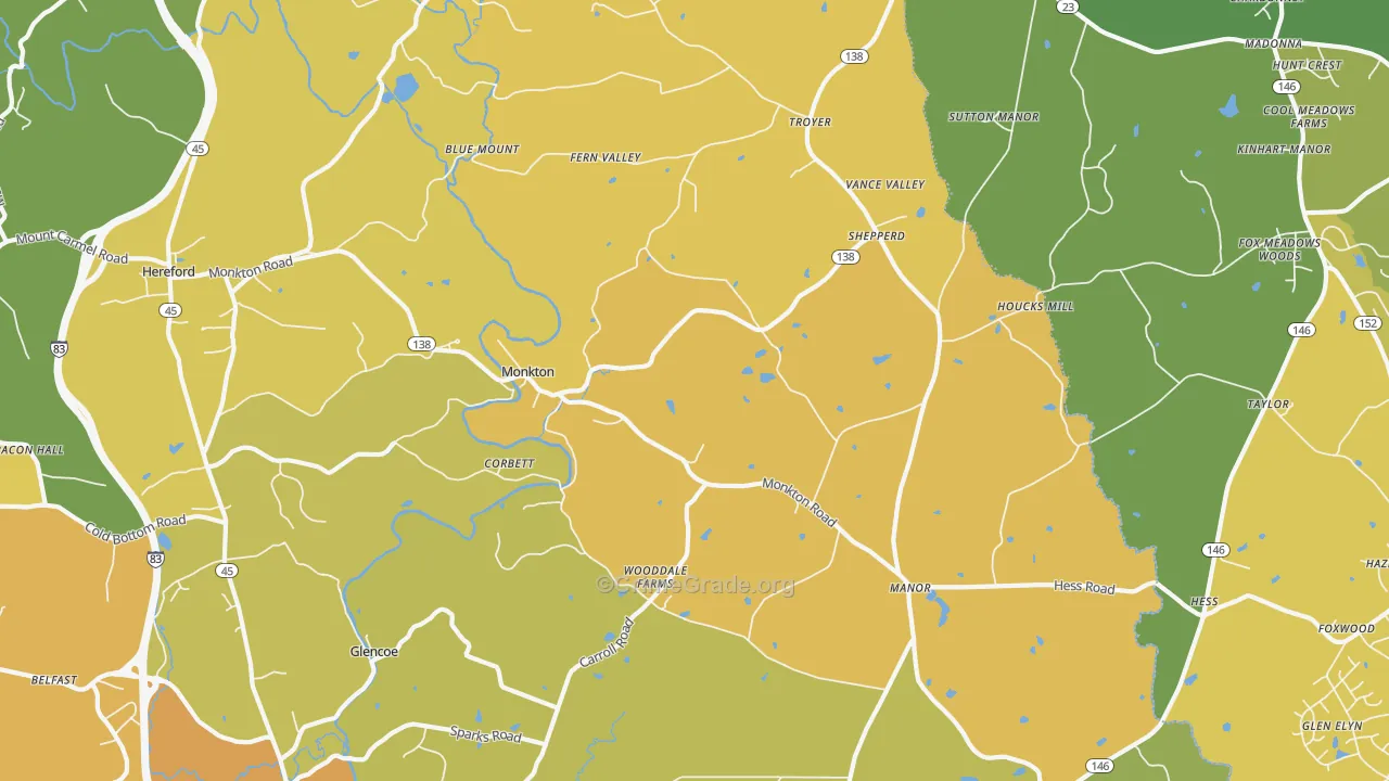 Monkton, MD Map of Vehicle Theft Rates