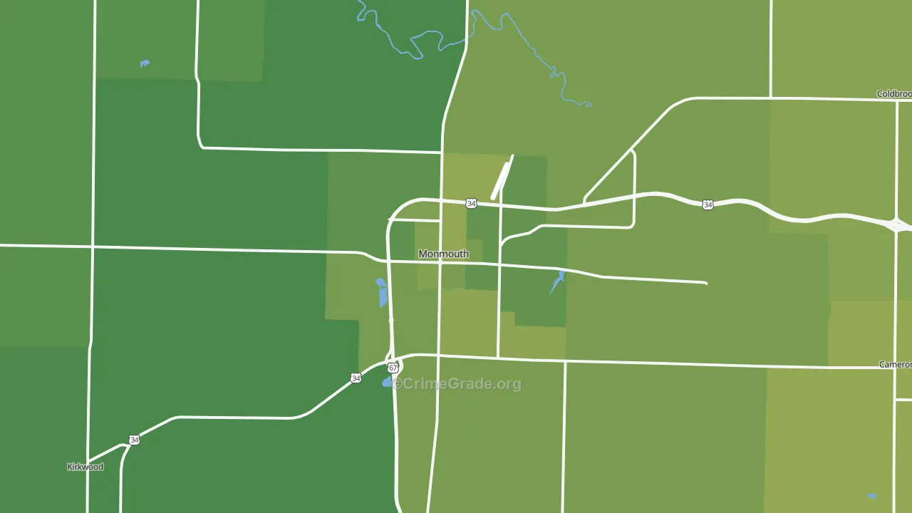 Monmouth, IL Map of Vehicle Theft Rates