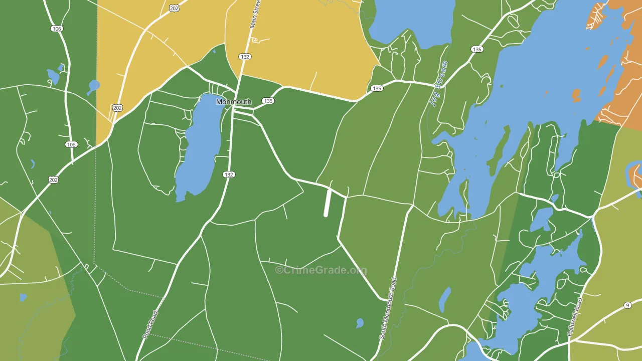 Monmouth, ME Map of Vehicle Theft Rates