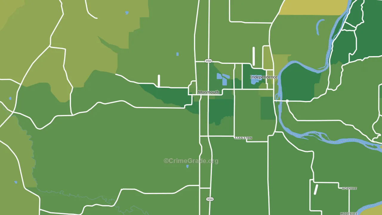 Monmouth, OR Map of Vehicle Theft Rates
