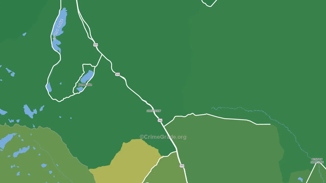 Mono County, CA Map of Vehicle Theft Rates