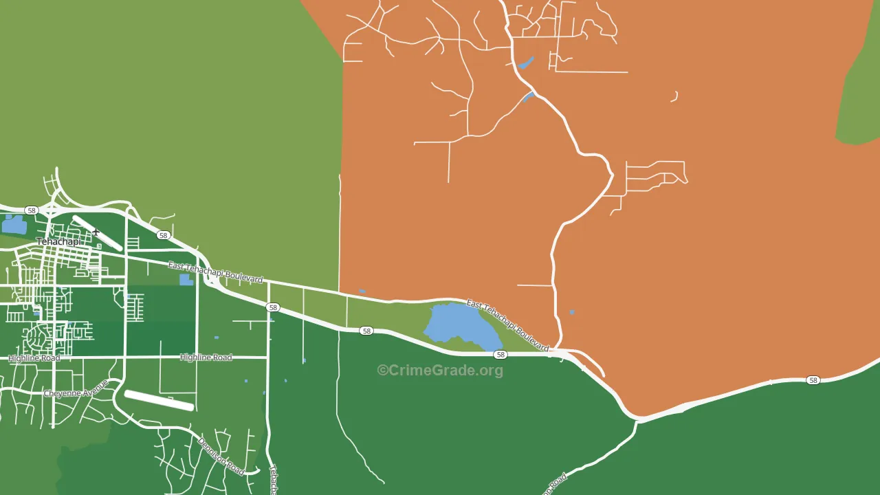 Monolith, CA Map of Vehicle Theft Rates