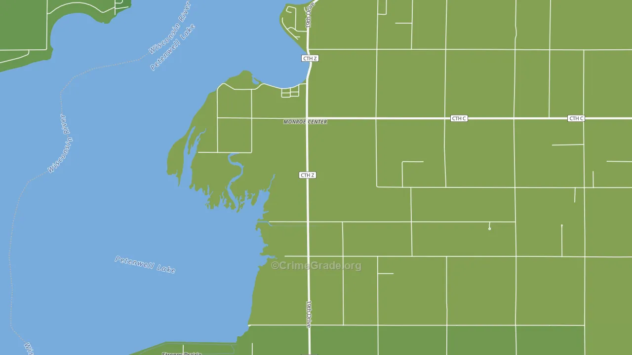 Monroe Center, WI Map of Vehicle Theft Rates
