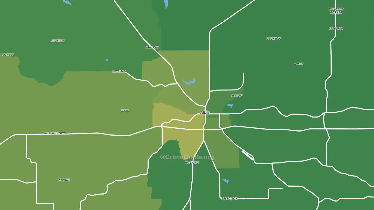 Monroe County, IA Map of Vehicle Theft Rates