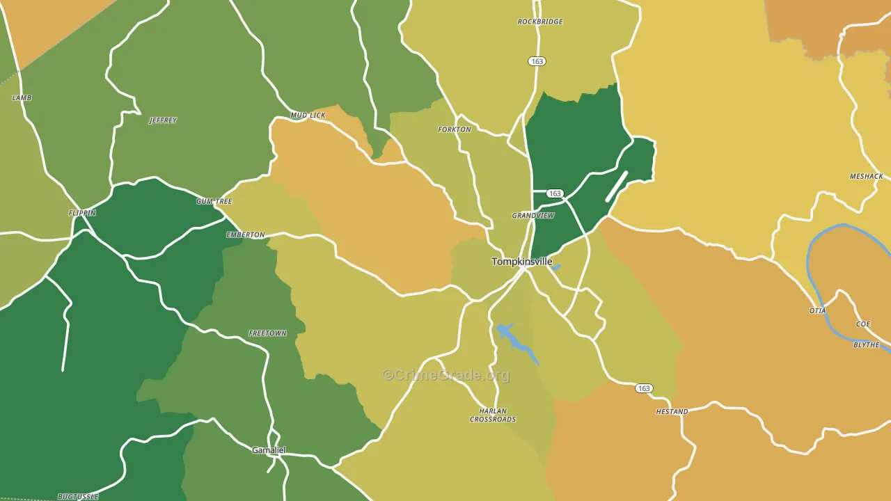 Monroe County, KY Map of Vehicle Theft Rates