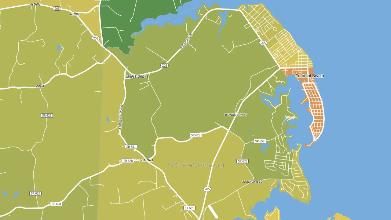 Monroe Hall, VA Map of Vehicle Theft Rates