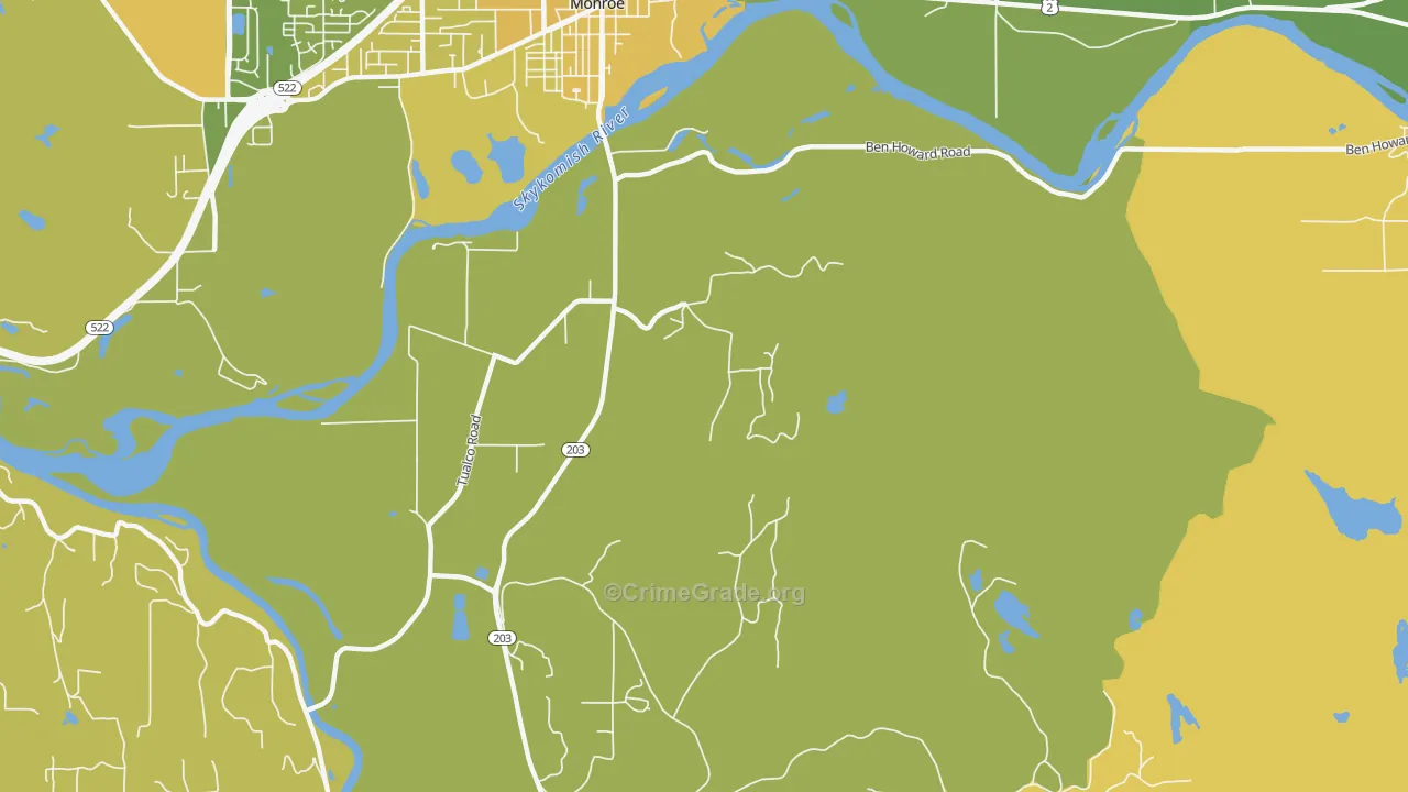 Monroe Junction, WA Map of Vehicle Theft Rates