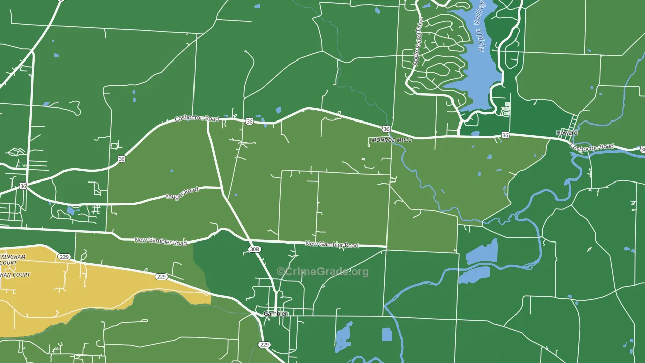 Monroe Mills, OH Map of Vehicle Theft Rates