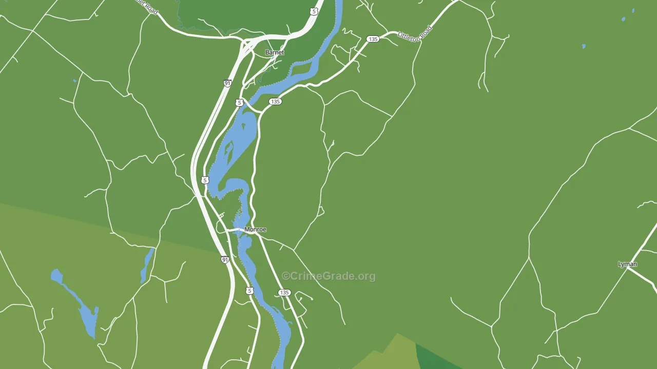 Monroe, NH Map of Vehicle Theft Rates