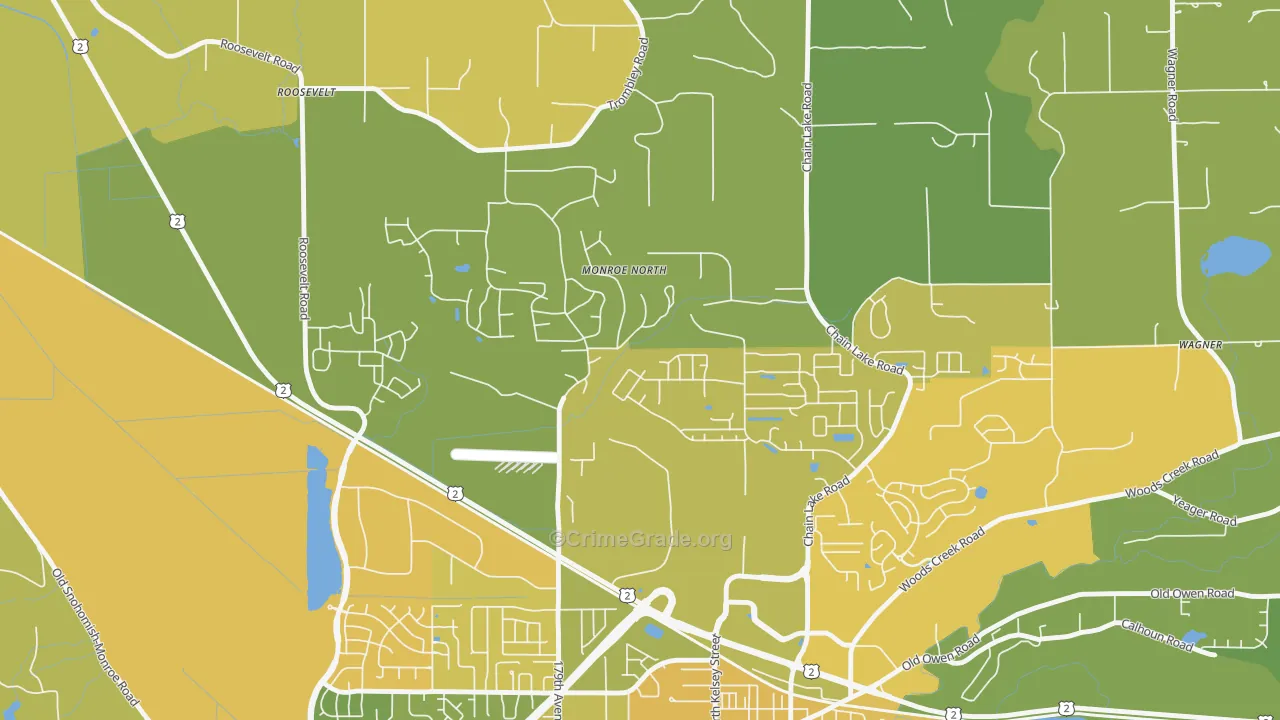 Monroe North, WA Map of Vehicle Theft Rates