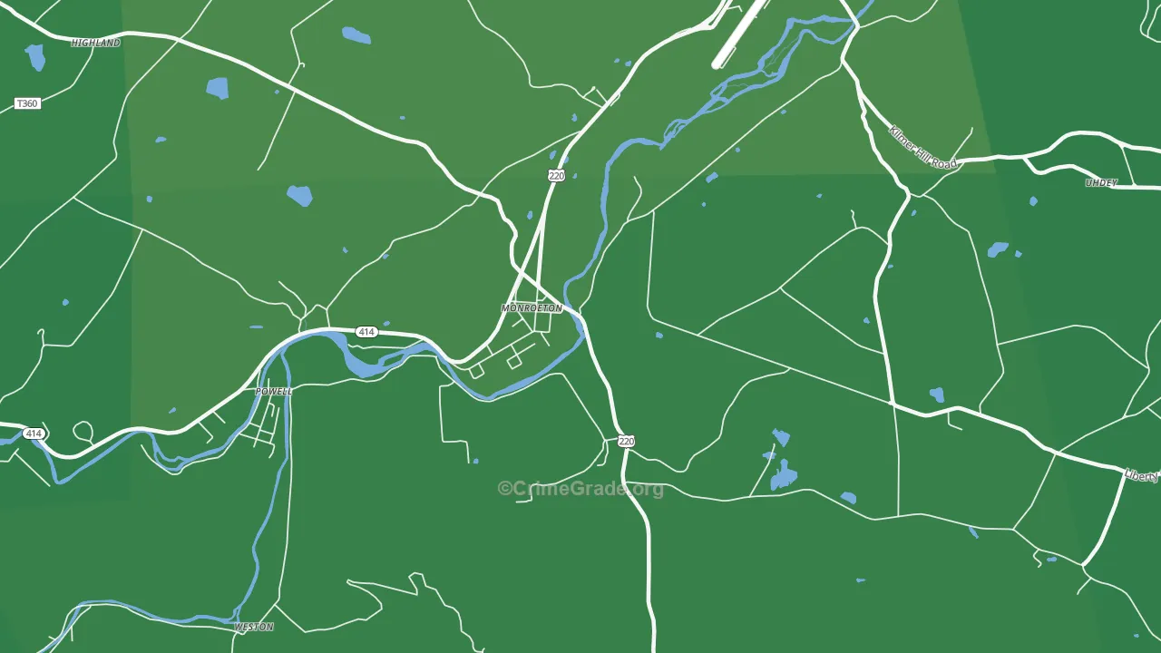 Monroe, PA Map of Vehicle Theft Rates