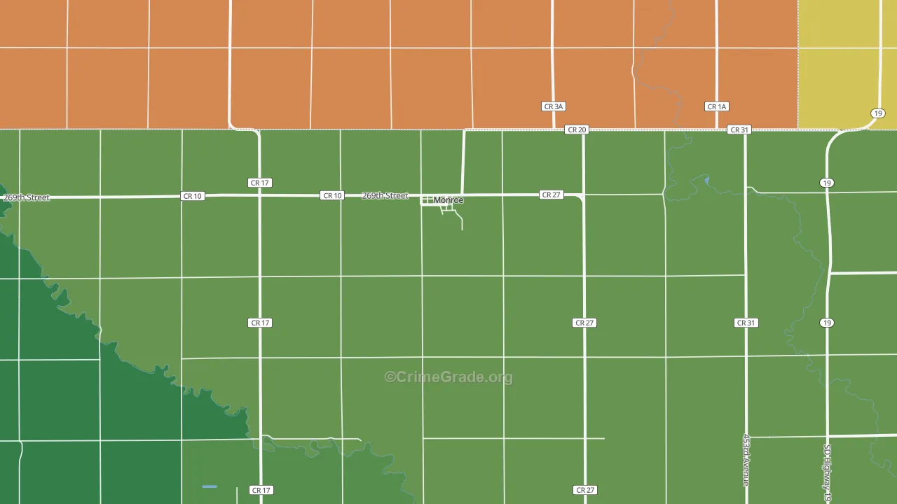 Monroe, SD Map of Vehicle Theft Rates