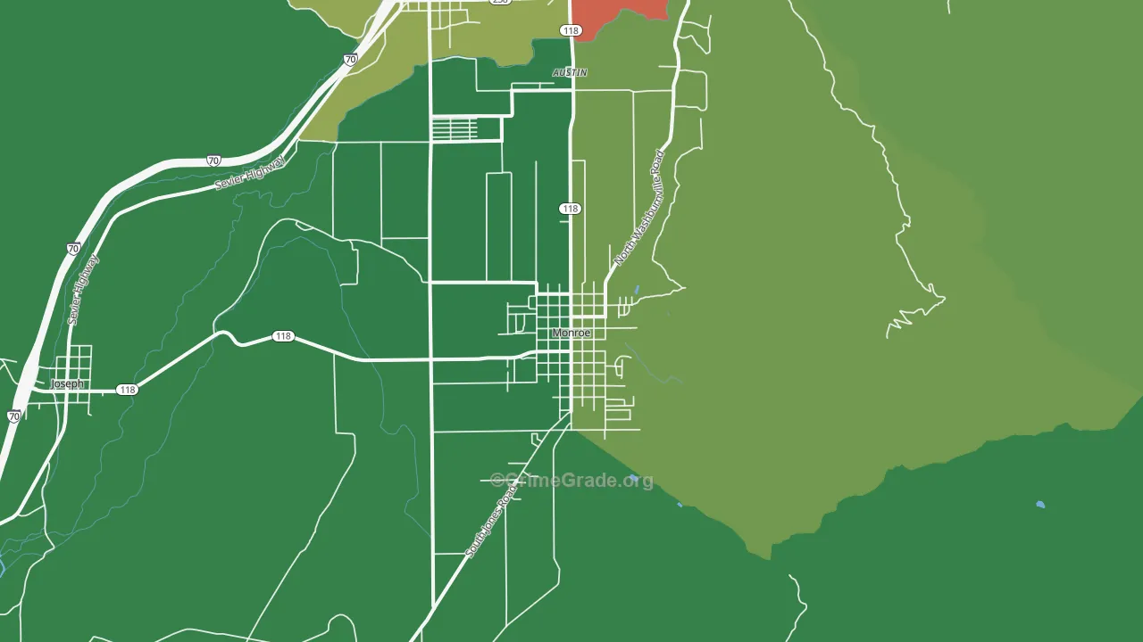 Monroe, UT Map of Vehicle Theft Rates