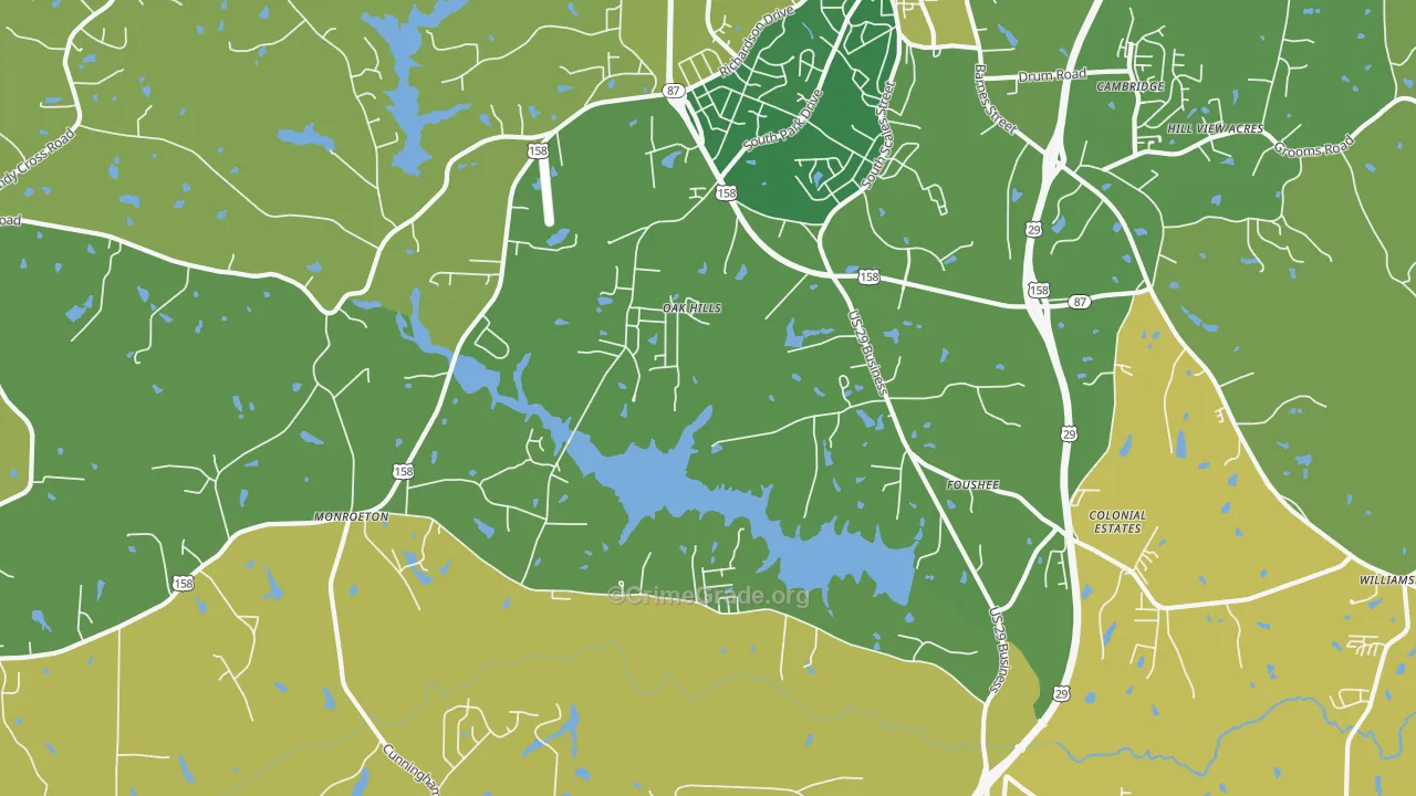 Monroeton, NC Map of Vehicle Theft Rates