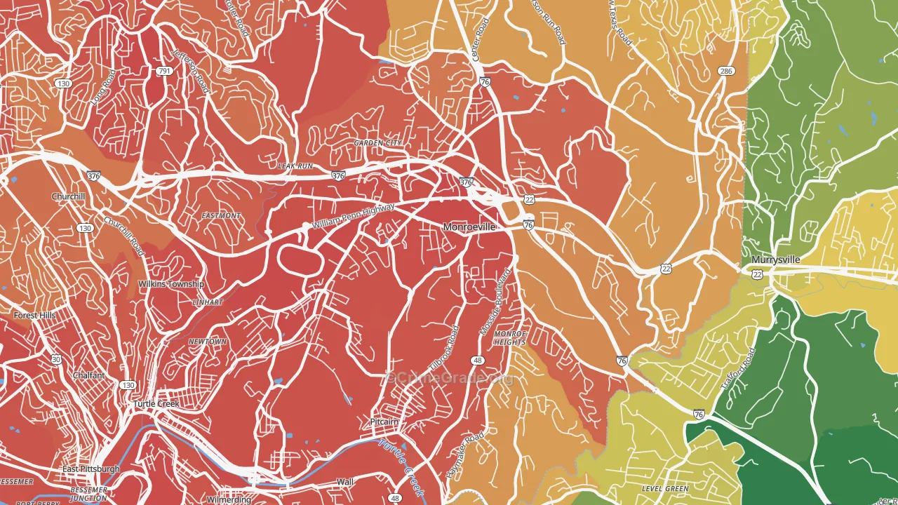 Monroeville, PA Map of Vehicle Theft Rates