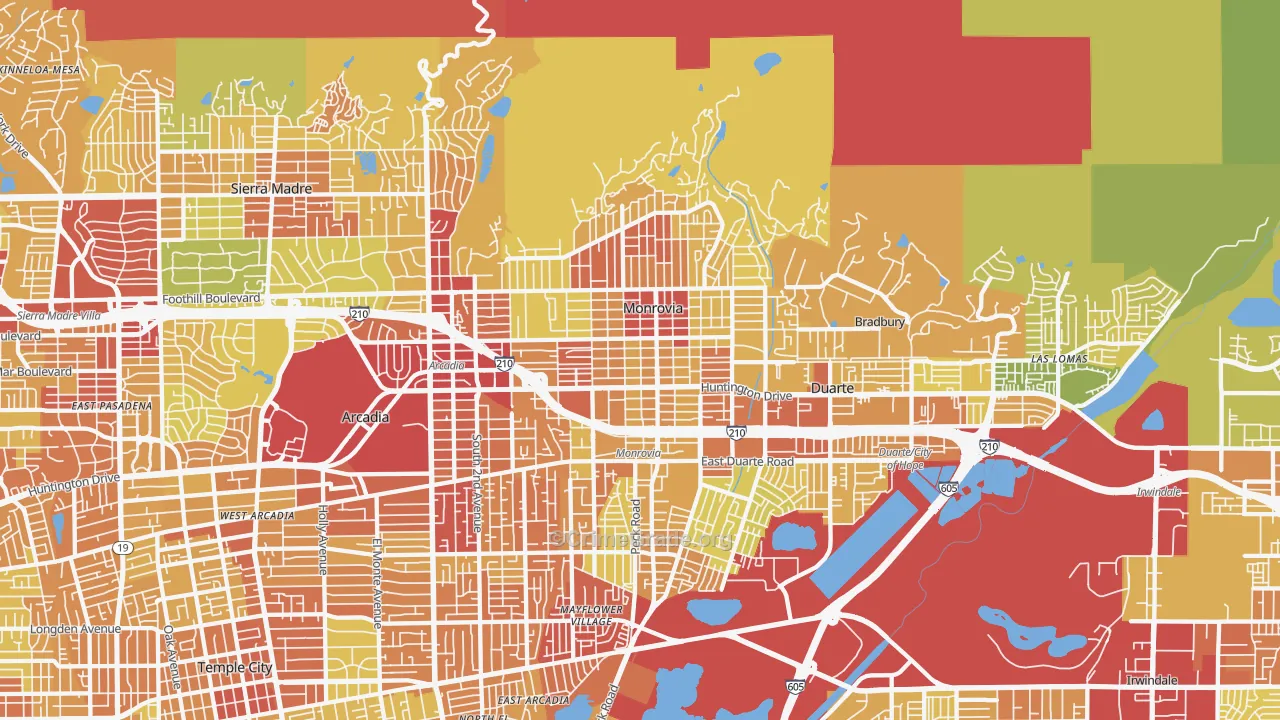 Monrovia, CA Map of Vehicle Theft Rates