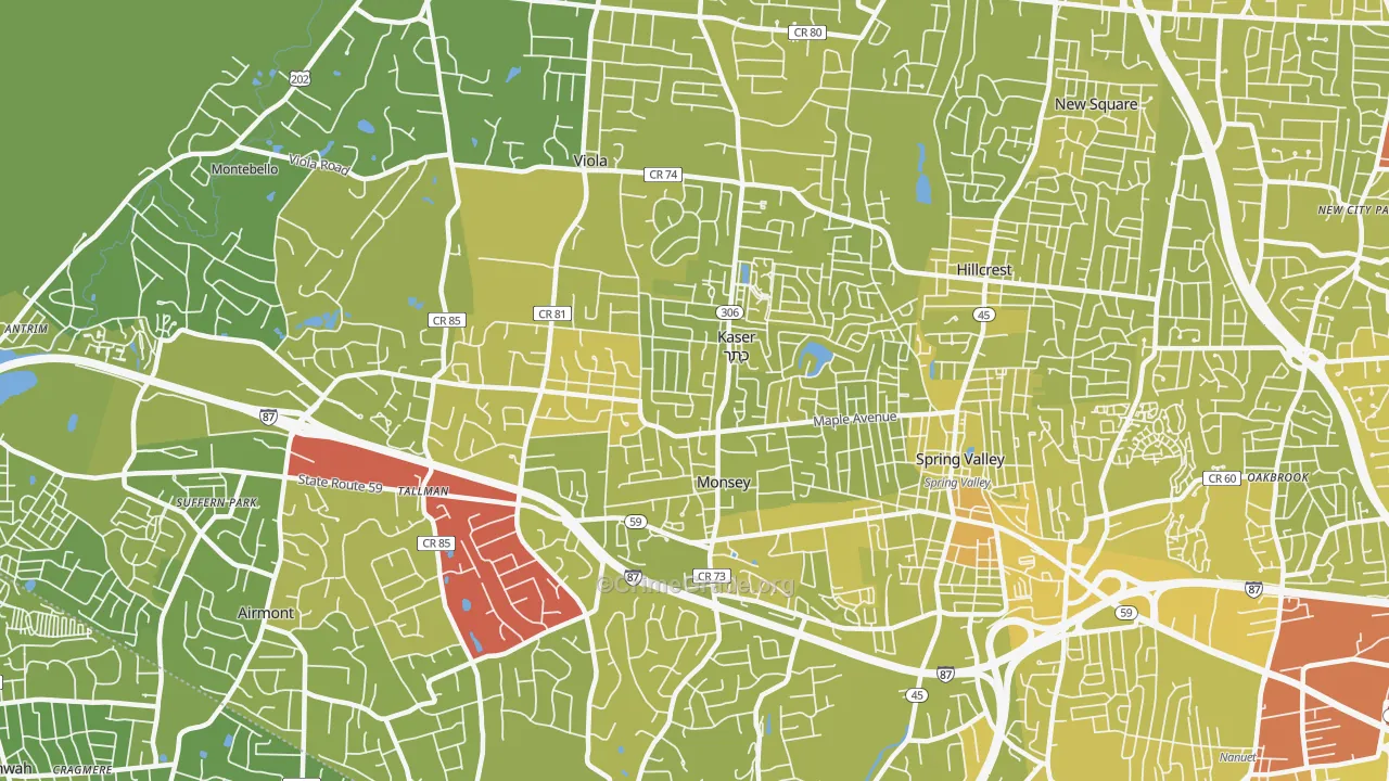 Monsey, NY Map of Vehicle Theft Rates