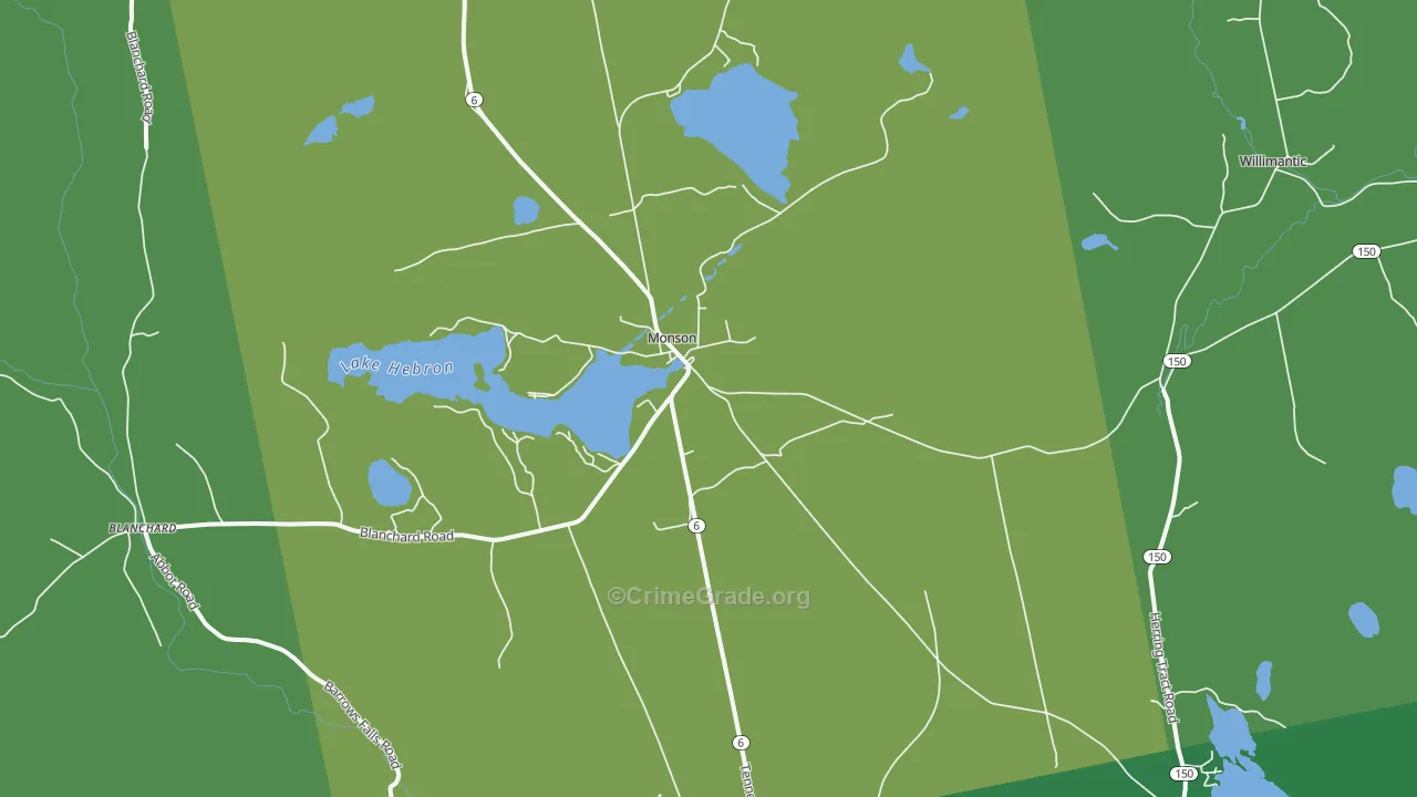 Monson, ME Map of Vehicle Theft Rates