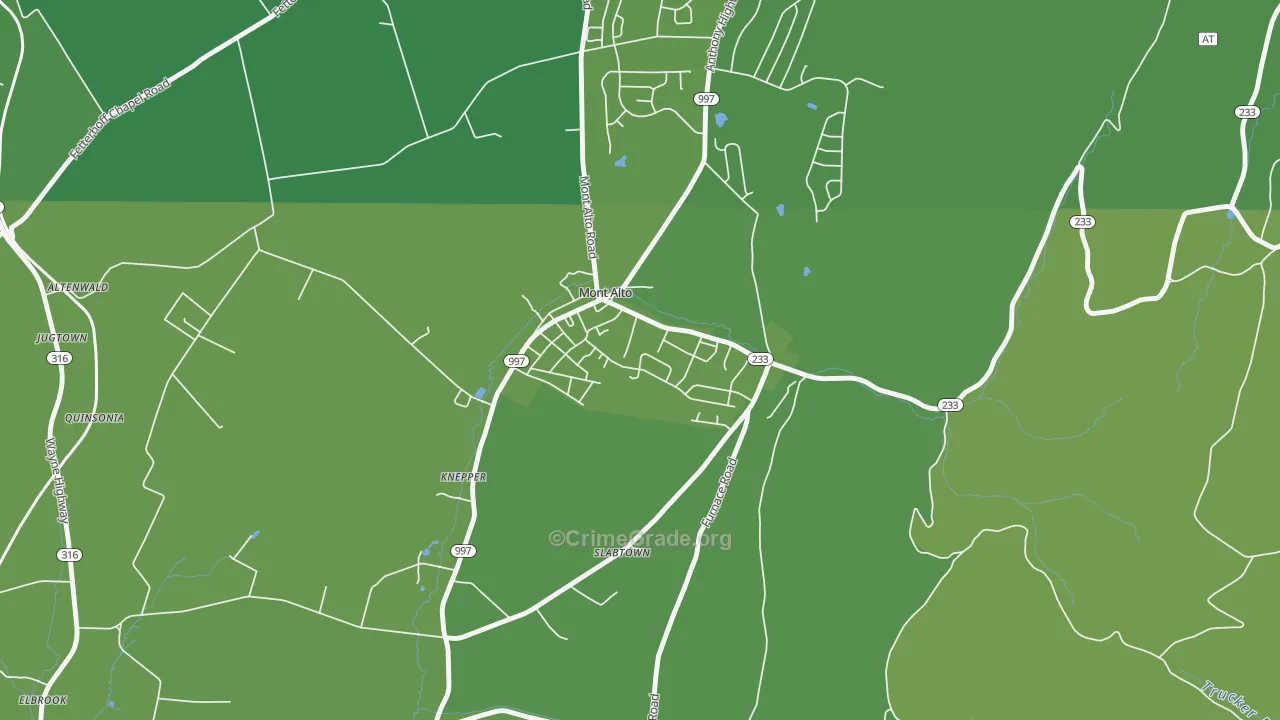 Mont Alto, PA Map of Vehicle Theft Rates